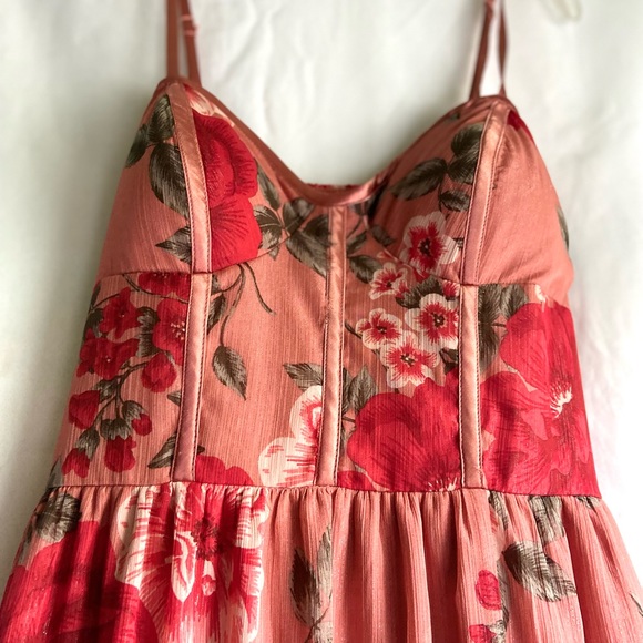Crystal Doll red floral print maxi dress  SZ  9 - Picture 3 of 11